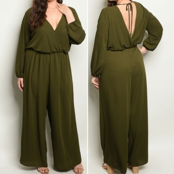 Trend Setter Diva Boutique Pants - OLIVE PANT JUMPSUIT 1X, 2X & 3X